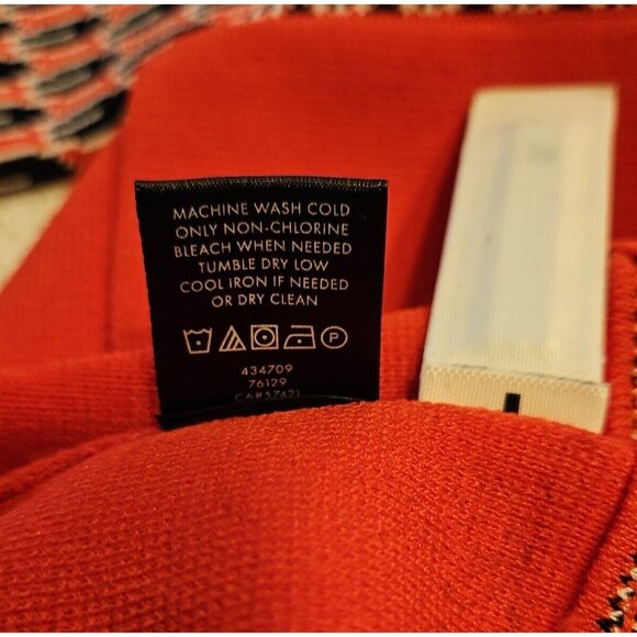 Ann Taylor Retro Geo Print Sweater Womens Small Coral 3/4 Sleeve Jacket Cardigan - Picture 10 of 11